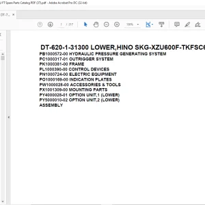 Tadano Crane DT-620-1-31300 LOWER,HINO SKG-XZU600F-TKFSC6 Spare Parts catalog Manual - PDF DOWNLOAD
