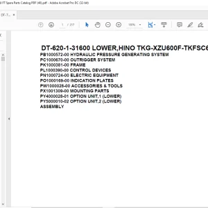 Tadano Crane DT-620-1-31600 LOWER,HINO TKG-XZU600F-TKFSC6 Spare Parts catalog Manual - PDF DOWNLOAD