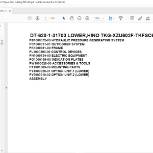 Tadano Crane DT-620-1-31700 LOWER,HINO TKG-XZU602F-TKFSC6 Spare Parts catalog Manual - PDF DOWNLOAD