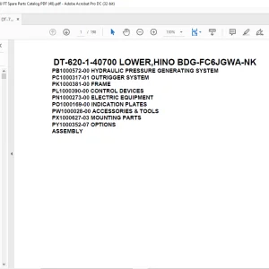 Tadano Crane DT-620-1-40700 LOWER,HINO BDG-FC6JGWA-NK Spare Parts catalog Manual - PDF DOWNLOAD