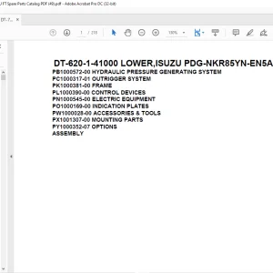 Tadano Crane DT-620-1-41000 LOWER,ISUZU PDG-NKR85YN-EN5AHY-M Spare Parts catalog Manual - PDF DOWNLOAD