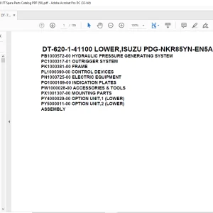 Tadano Crane DT-620-1-41100 LOWER,ISUZU PDG-NKR85YN-EN5AHY-M Spare Parts catalog Manual - PDF DOWNLOAD