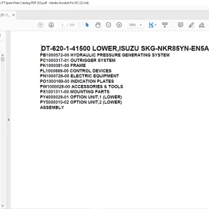 Tadano Crane DT-620-1-41500 LOWER,ISUZU SKG-NKR85YN-EN5AHY-M Spare Parts Catalog Manual - PDF DOWNLOAD