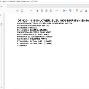 Tadano Crane DT-620-1-41600 LOWER,ISUZU SKG-NKR85YN-EN5AHY-M Spare Parts Catalog Manual - PDF DOWNLOAD