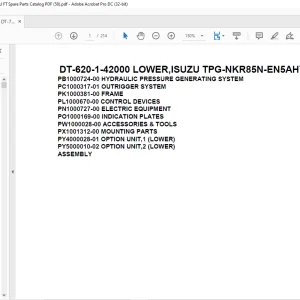 Tadano Crane DT-620-1-42000 LOWER,ISUZU TPG-NKR85N-EN5AHY Spare Parts Catalog Manual - PDF DOWNLOAD
