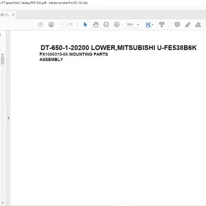 Tadano Crane DT-650-1-20200 LOWER,MITSUBISHI U-FE538B6K Spare Parts Catalog Manual - PDF DOWNLOAD