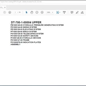 Tadano Crane DT-700-1-00004 UPPER Spare Parts Catalog Manual - PDF DOWNLOAD