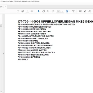 Tadano Crane DT-700-1-10906 UPPER,LOWER,NISSAN MKB210EHHB Spare parts catalog manual - PDF DOWNLOAD