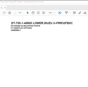 Tadano Crane DT-700-1-40600 LOWER,ISUZU U-FRR32FBXC Spare Parts Catalog Manual  - PDF DOWNLOAD