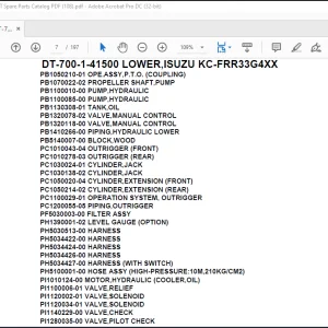 Tadano Crane DT-700-1-41500 LOWER,ISUZU KC-FRR33G4XX Spare Parts Catalog Manual - PDF DOWNLOAD