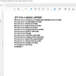 Tadano Crane DT-710-1-00002 UPPER Spare Parts Catalog Manual - PDF DOWNLOAD