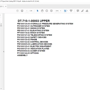 Tadano Crane DT-710-1-00003 UPPER Spare Parts Catalog Manual - PDF DOWNLOAD