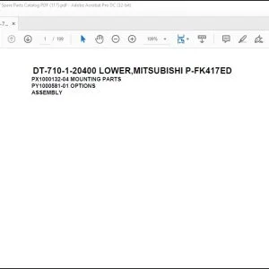 Tadano Crane DT-710-1-20400 LOWER,MITSUBISHI P-FK417ED Spare Parts Catalog Manual - PDF DOWNLOAD