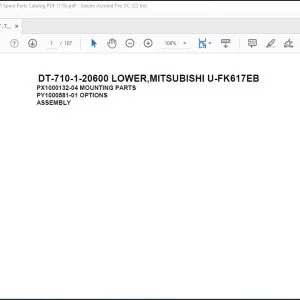 Tadano Crane DT-710-1-20600 LOWER,MITSUBISHI U-FK617EB Spare Parts Catalog Manual - PDF DOWNLOAD