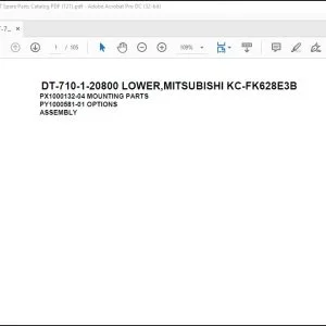 Tadano Crane DT-710-1-20800 LOWER,MITSUBISHI KC-FK628E3B Spare Parts Catalog Manual - PDF DOWNLOAD