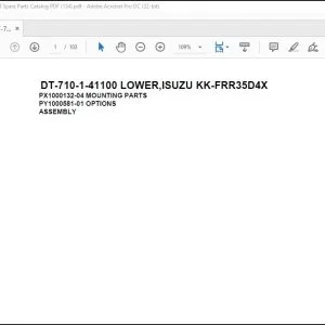 Tadano Crane DT-710-1-41100 LOWER,ISUZU KK-FRR35D4X Spare Parts Catalog Manual - PDF DOWNLOAD
