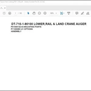 Tadano Crane DT-710-1-90100 LOWER,RAIL & LAND CRANE AUGER Spare Parts Catalog Manual - PDF DOWNLOAD