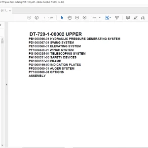 Tadano Crane DT-720-1-00002 UPPER Spare Parts Catalog Manual - PDF DOWNLOAD