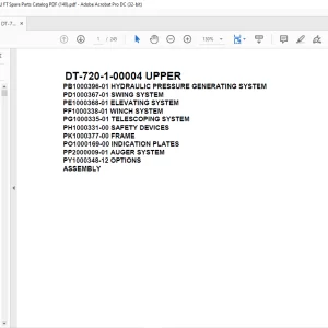 Tadano Crane DT-720-1-00004 UPPER Spare Parts Catalog Manual - PDF DOWNLOAD