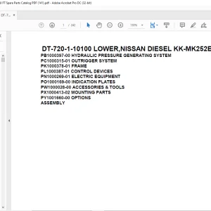 Tadano Crane DT-720-1-10100 LOWER,NISSAN DIESEL KK-MK252EH H5E Spare Parts Catalog Manual - PDF DOWNLOAD