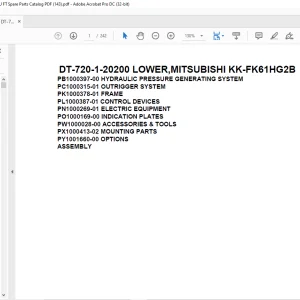 Tadano Crane DT-720-1-20200 LOWER,MITSUBISHI KK-FK61HG2B Spare Parts Catalog Manual - PDF DOWNLOAD