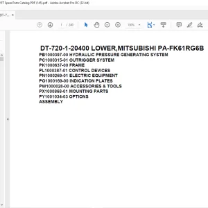 Tadano Crane DT-720-1-20400 LOWER,MITSUBISHI PA-FK61RG6B Spare Parts Catalog Manual - PDF DOWNLOAD