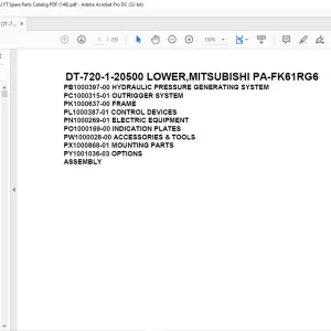 Tadano Crane DT-720-1-20500 LOWER,MITSUBISHI PA-FK61RG6 Spare Parts Catalog Manual - PDF DOWNLOAD