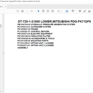 Tadano Crane DT-720-1-21000 LOWER,MITSUBISHI PDG-FK71DF5 Spare Parts Catalog Manual - PDF DOWNLOAD