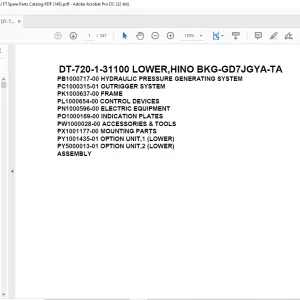 Tadano Crane DT-720-1-31100 LOWER,HINO BKG-GD7JGYA-TA Spare Parts Catalog Manual - PDF DOWNLOAD