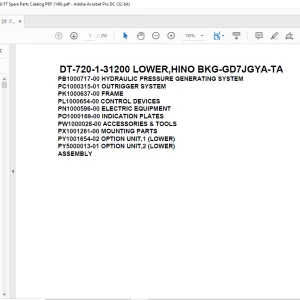 Tadano Crane DT-720-1-31200 LOWER,HINO BKG-GD7JGYA-TA Spare Parts Catalog Manual - PDF DOWNLOAD