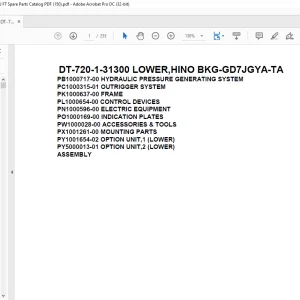 Tadano Crane DT-720-1-31300 LOWER,HINO BKG-GD7JGYA-TA Spare Parts Catalog Manual - PDF DOWNLOAD