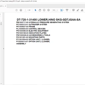 Tadano Crane DT-720-1-31400 LOWER,HINO SKG-GD7JGAA-SA Spare Parts Catalog Manual - PDF DOWNLOAD