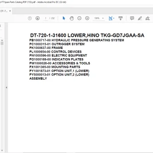 Tadano Crane DT-720-1-31600 LOWER,HINO TKG-GD7JGAA-SA Spare Parts Catalog Manual - PDF DOWNLOAD