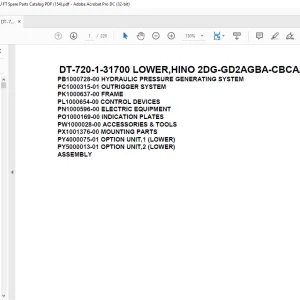Tadano Crane DT-720-1-31700 LOWER,HINO 2DG-GD2AGBA-CBCAAB Spare Parts Catalog Manual - PDF DOWNLOAD