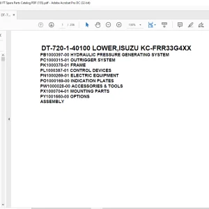 Tadano Crane DT-720-1-40100 LOWER,ISUZU KC-FRR33G4XX Spare Parts Catalog Manual - PDF DOWNLOAD
