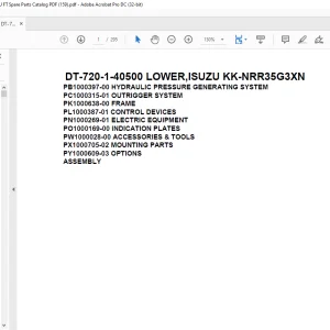 Tadano Crane DT-720-1-40500 LOWER,ISUZU KK-NRR35G3XN Spare Parts Catalog Manual - PDF DOWNLOAD