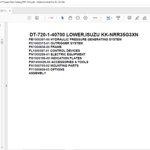 Tadano Crane DT-720-1-40700 LOWER,ISUZU KK-NRR35G3XN Spare Parts Catalog Manual - PDF DOWNLOAD