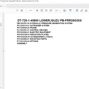 Tadano Crane DT-720-1-40900 LOWER,ISUZU PB-FRR35G3XX Spare Parts Catalog Manual - PDF DOWNLOAD