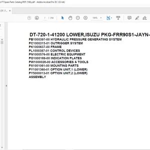 Tadano Crane DT-720-1-41200 LOWER,ISUZU PKG-FRR90S1-JAYN-M Spare Parts Catalog Manual - PDF DOWNLOAD