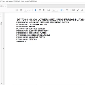 Tadano Crane DT-720-1-41300 LOWER,ISUZU PKG-FRR90S1-JAYN-M Spare Parts Catalog Manual - PDF DOWNLOAD