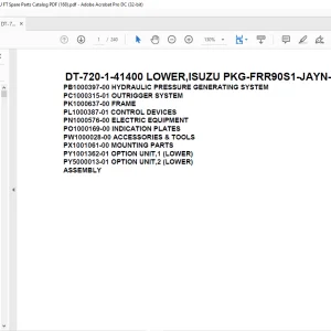 Tadano Crane DT-720-1-41400 LOWER,ISUZU PKG-FRR90S1-JAYN-M Spare Parts Catalog Manual - PDF DOWNLOAD