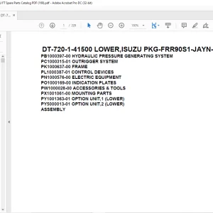 Tadano Crane DT-720-1-41500 LOWER,ISUZU PKG-FRR90S1-JAYN-M Spare Parts Catalog Manual - PDF DOWNLOAD
