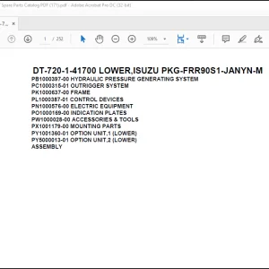 Tadano Crane DT-720-1-41700 LOWER,ISUZU PKG-FRR90S1-JANYN-M Spare Parts Catalog Manual - PDF DOWNLOAD