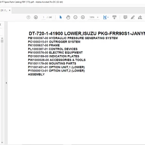 Tadano Crane DT-720-1-41900 LOWER,ISUZU PKG-FRR90S1-JANYN-M Spare Parts Catalog Manual - PDF DOWNLOAD