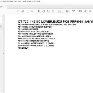 Tadano Crane DT-720-1-42100 LOWER,ISUZU PKG-FRR90S1-JANYN-M Spare Parts Catalog Manual - PDF DOWNLOAD