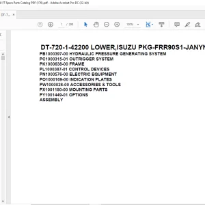 Tadano Crane DT-720-1-42200 LOWER,ISUZU PKG-FRR90S1-JANYN-M Spare Parts Catalog Manual - PDF DOWNLOAD