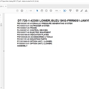 Tadano Crane DT-720-1-42300 LOWER,ISUZU SKG-FRR90S1-JANYN-M Spare Parts Catalog Manual - PDF DOWNLOAD