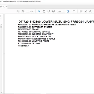 Tadano Crane DT-720-1-42500 LOWER, ISUZU SKG-FRR90S1-JANYN-M Spare Parts Catalog Manual - PDF DOWNLOAD