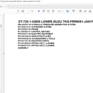 Tadano Crane DT-720-1-42600 LOWER,ISUZU TKG-FRR90S1-JANYN-M Spare Parts Catalog Manual - PDF DOWNLOAD