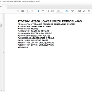 Tadano Crane DT-720-1-42900 LOWER,ISUZU FRR90SL-JAS Spare Parts Catalog Manual - PDF DOWNLOAD